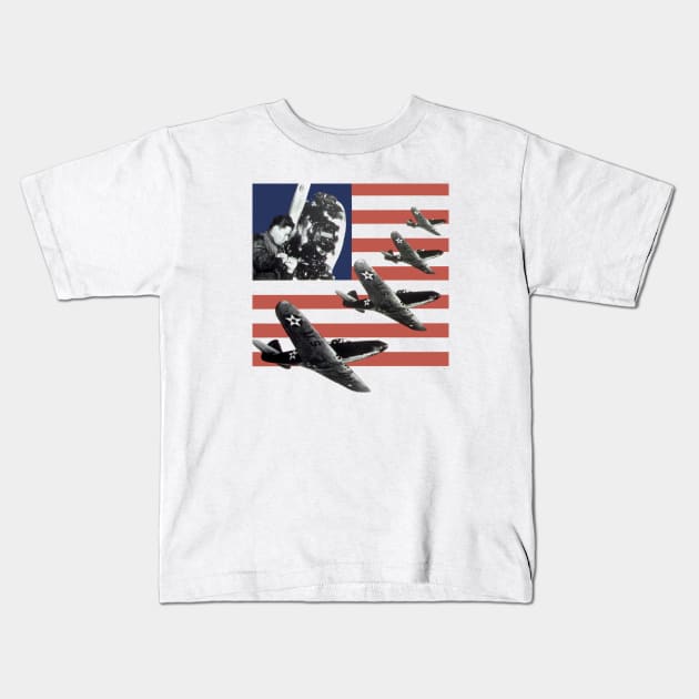 American Fighter Plane Flag Kids T-Shirt by Distant War